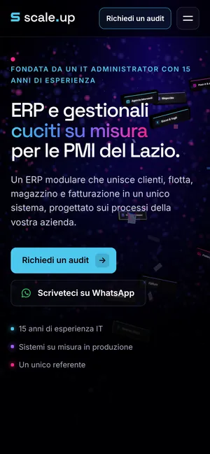 La pagina iniziale di scaleupagency.it vista da telefono